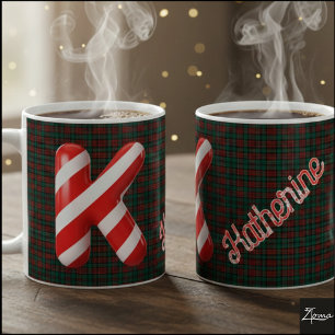 Glanzende Candy Cane Gestreepte Kerstletter K Koffiemok