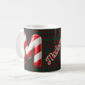 Glanzende Candy Cane Gestreepte Kerstletter M Koffiemok (Voorkant links)