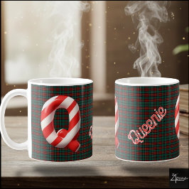 Glanzende Candy Cane Gestreepte Kerstletter Q Koffiemok