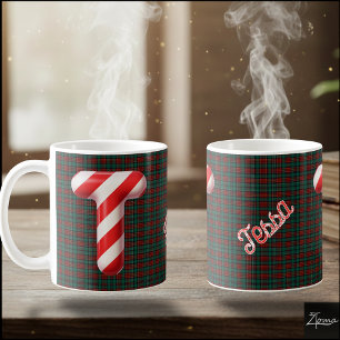 Glanzende Candy Cane Gestreepte Kerstletter T Koffiemok