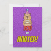 Glanzende Capybara Verjaardagsuitnodiging Kaart (Achterkant)