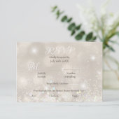 Glanzende Champagne Glitter Luxe Trouw RSVP (Staand voorkant)