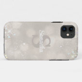 Glanzende Champagne Glitter Monogram Case-Mate iPhone Case (Achterkant (horizontaal))