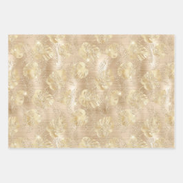 Glanzende Champagne Gold Glam Animal Print Inpakpapier Vel
