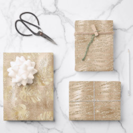 Glanzende Champagne Gold Glam Animal Print Inpakpapier Vel