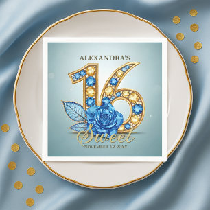 Glanzende Chic Blauwe Roze Gouden Edelsteen Sweet Servet