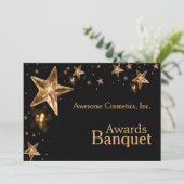 Glanzende Crystal Gold Stars op Black Business Par Kaart (Staand voorkant)