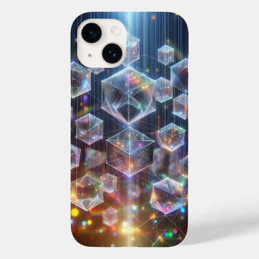 Glanzende Cybergeometrische Kubussen Hoesje Futuri (Achterkant)