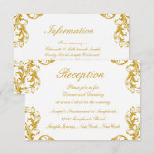 Glanzende Damast Trouwreceptiekaart Kaart (Voorkant / Achterkant)