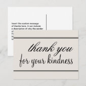 Glanzende "dank je voor je vriendelijkheid" briefk briefkaart (Voorkant / Achterkant)