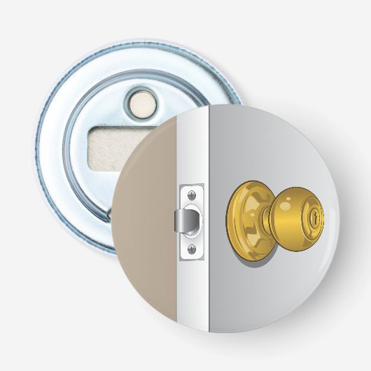 Glanzende Deurkruk Button Flesopener (Voorkant)