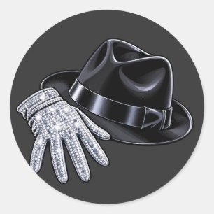 Glanzende diamanten handschoen en Fedora-hoed Pop Ronde Sticker