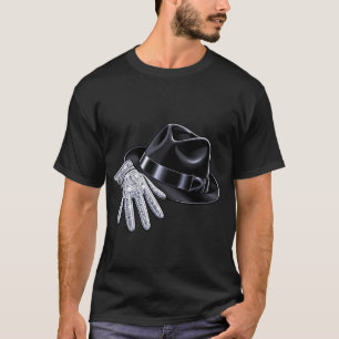 Glanzende diamanten handschoen en Fedora-hoed Pop T-shirt