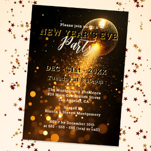Glanzende Disco Bal Verlicht Oud en Nieuw Feestje Kaart