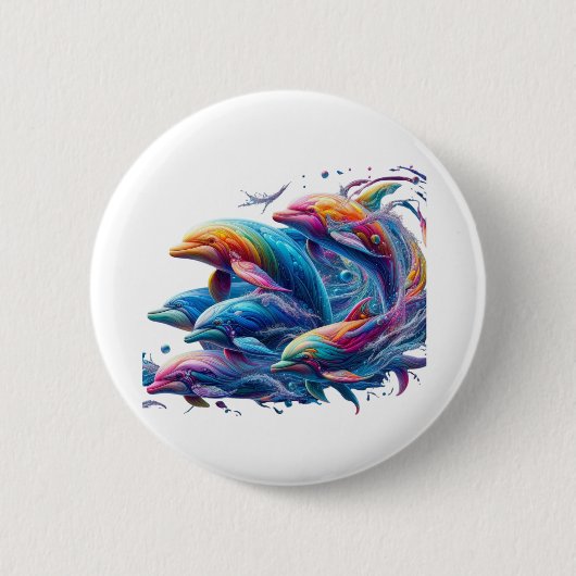Glanzende Dolfijn Kunst Ronde Button 5,7 Cm (Voorkant)