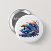 Glanzende Dolfijn Kunst Ronde Button 5,7 Cm (Voorkant /achterkant)