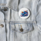 Glanzende Dolfijn Kunst Ronde Button 5,7 Cm (In situ)
