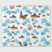 Glanzende dolfijnenvlinder met opvulpapier cadeaupapier (Vlak)