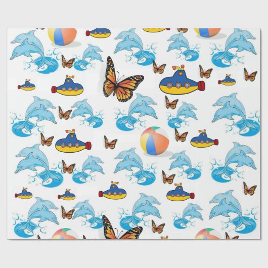 Glanzende dolfijnenvlinder met opvulpapier cadeaupapier (Vlak)