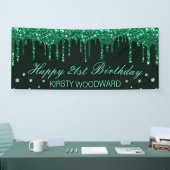Glanzende donkergroene druipende glitter verjaarda spandoek (Beurs)