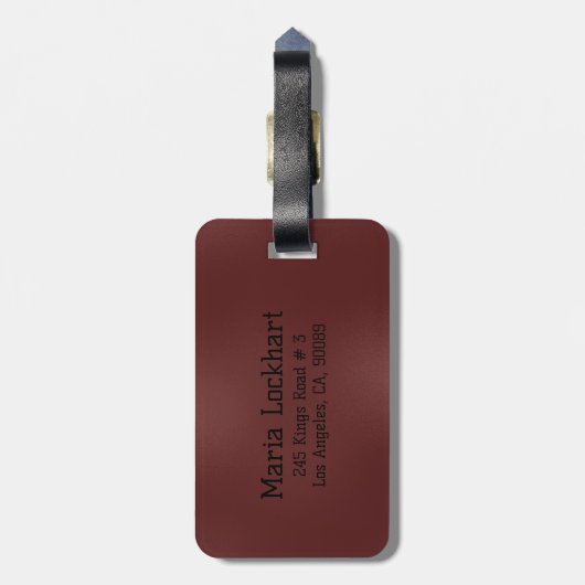 Glanzende donkerrode abstracte achtergrond bagagelabel (Achterkant verticaal)