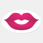 Glanzende donkerroze lippen Ovale Stickers (Voorkant)