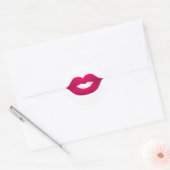 Glanzende donkerroze lippen ronde Stickers (Envelop)