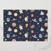 Glanzende een kleine stap ruimte 1e verjaardag fot folie uitnodiging (Achterkant)