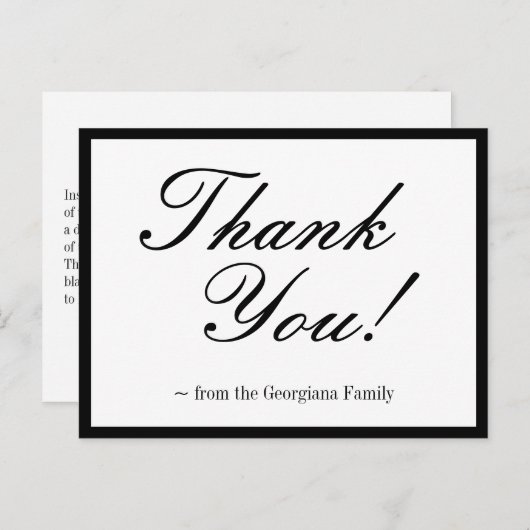 Glanzende, Elegante "Dank U!" briefkaart (Voorkant / Achterkant)