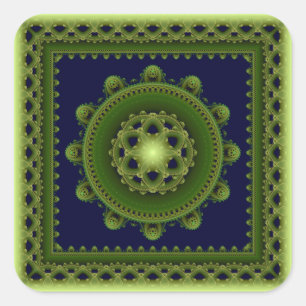 Glanzende elegante fractal mandala vierkante stick sticker