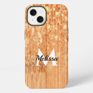 Glanzende elegante oranje bamboe houten print Mono iPhone 13 Hoesje
