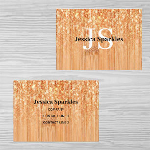 Glanzende elegante oranje bamboe houten print Mono Visitekaartje
