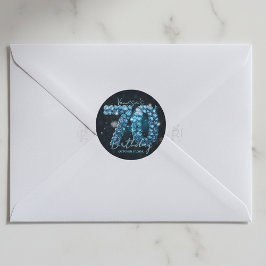 Glanzende Elegante Turquoise Blauwe Diamanten 70e  Ronde Sticker