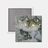 Glanzende Elegantie Zilveren en Witte Decoraties Magneet (Voorkant / Achterkant)