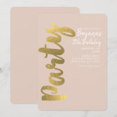 Glanzende Faux Gouden Folie Beige ANY AGE Verjaard Kaart (Voorkant / Achterkant)