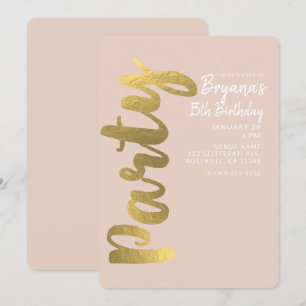 Glanzende Faux Gouden Folie Beige ANY AGE Verjaard Kaart