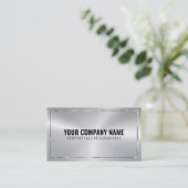 Glanzende faux me, Silver Border Accents Visitekaa Visitekaartje (Staand voorkant)