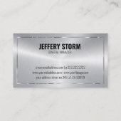 Glanzende faux me, Silver Border Accents Visitekaa Visitekaartje (Achterkant)