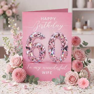 Glanzende Fonkelende Roze Diamant 60e Verjaardag Kaart