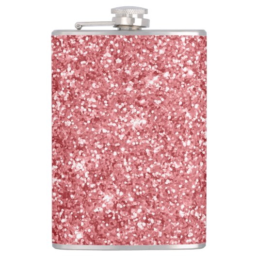 Glanzende Fonkelende Roze Glitters Heupfles (Voorkant)