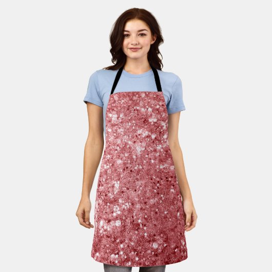 Glanzende Fonkelende Roze Glitters Schort (Gedragen)