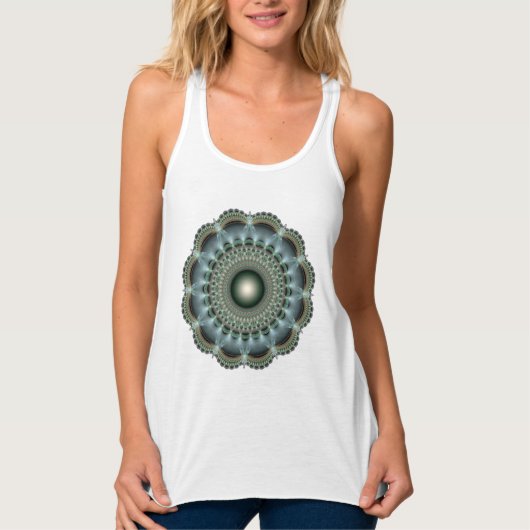 Glanzende fractale ornament mandala tanktop (Voorkant)