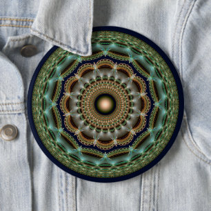 Glanzende fractale ronde briljante ornament button 6,0 cm