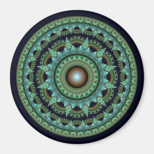 Glanzende fractale ster mandala magneet