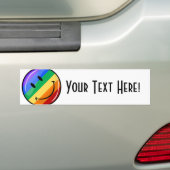 Glanzende Gay Pride Flag bij Glossy Round Bumpersticker (Op auto)