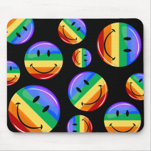 Glanzende Gay Pride Flag bij Glossy Round Muismat