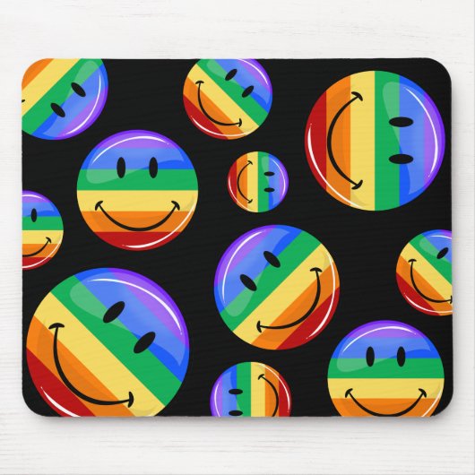 Glanzende Gay Pride Flag bij Glossy Round Muismat (Voorkant)