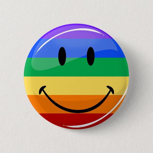 Glanzende Gay Pride Flag bij Glossy Round Ronde Button 5,7 Cm (Voorkant)