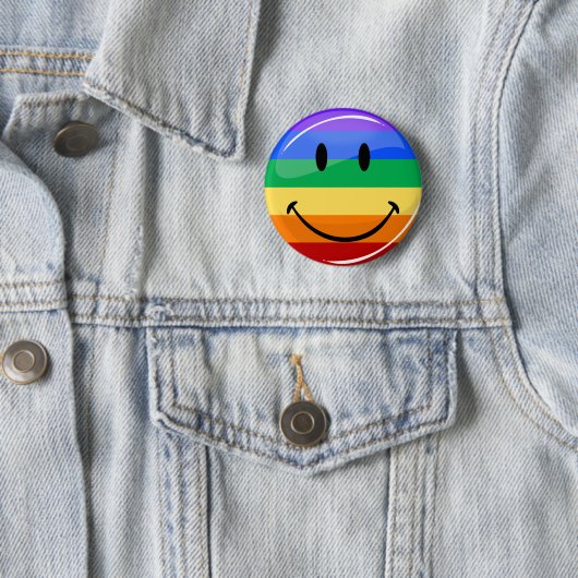 Glanzende Gay Pride Flag bij Glossy Round Ronde Button 5,7 Cm (In situ)