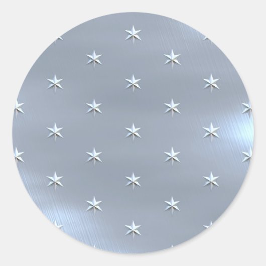 Glanzende geborstelde ster metallic textuur ronde sticker (Voorkant)